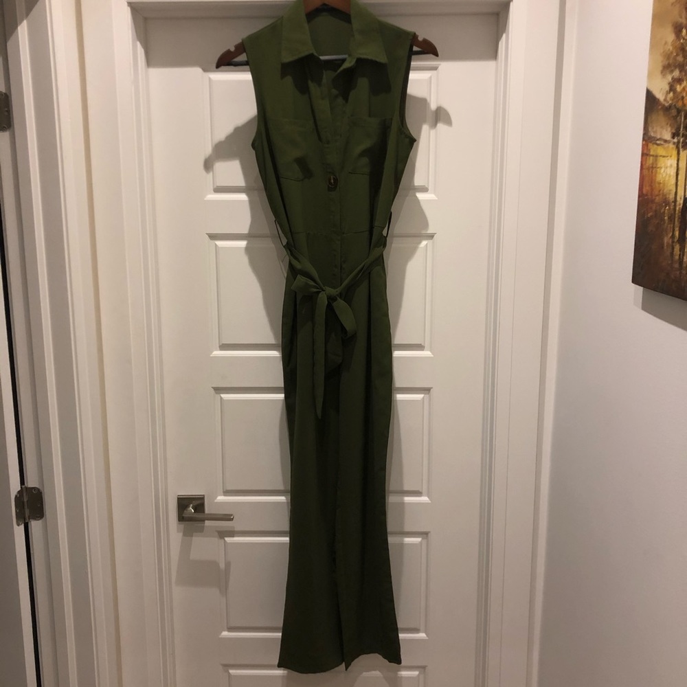 Pretty little thing olive green jumpsuit size 4